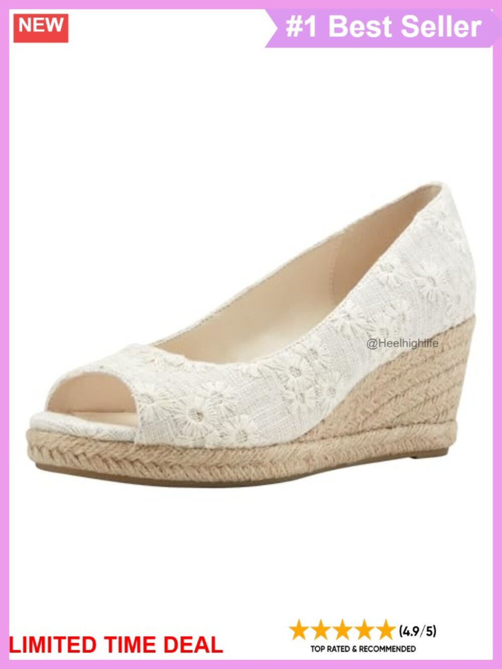 Linen Espadrille Wedge Peep Toe Slip-On Sandal